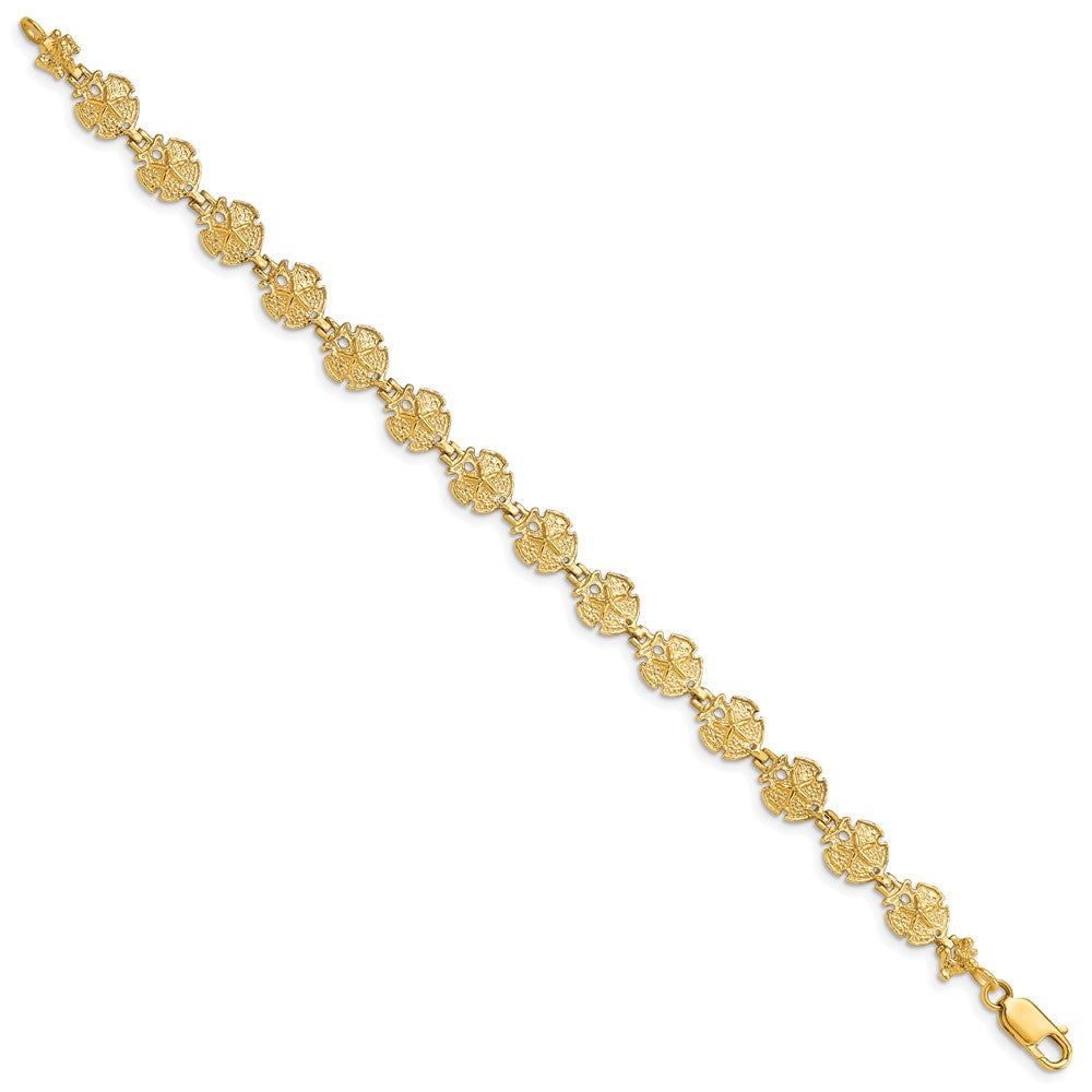 14k Yellow Gold 7.5 mm Sand Dollar Bracelet (6.54 grams)