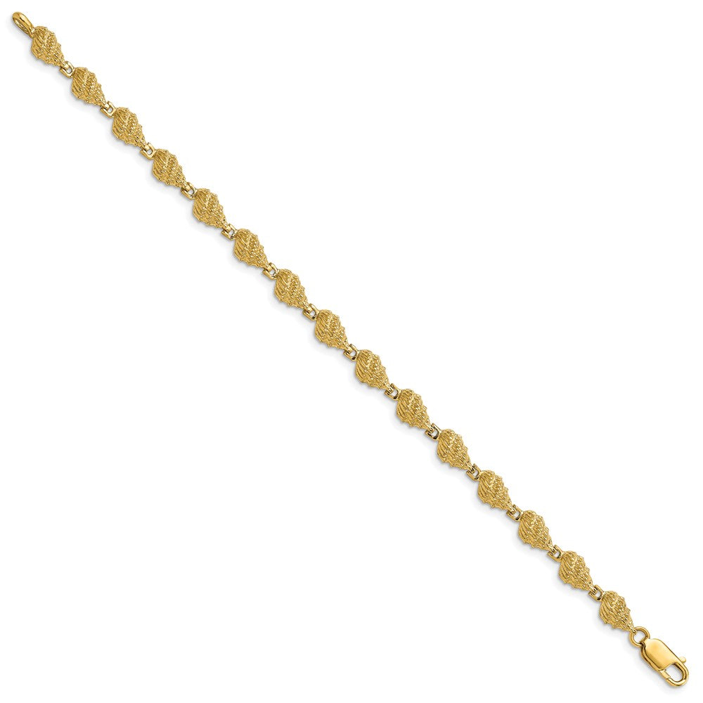 14k Yellow Gold 5.4 mm Conch Shell Bracelet (5.74 grams)