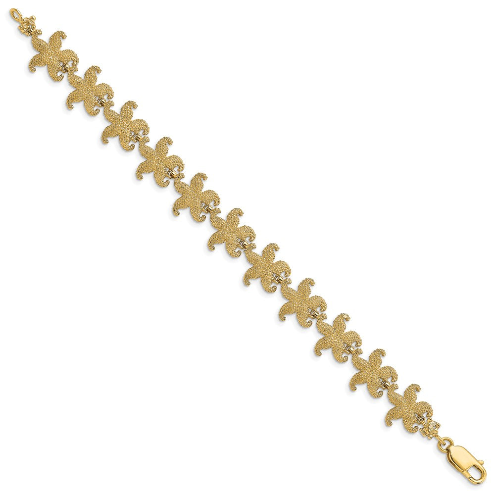 14k Yellow Gold 13.6 mm Puffed Starfish Link Bracelet (13.08 grams)