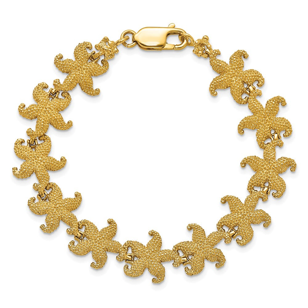 14k Yellow Gold 13.6 mm Puffed Starfish Link Bracelet (13.08 grams)