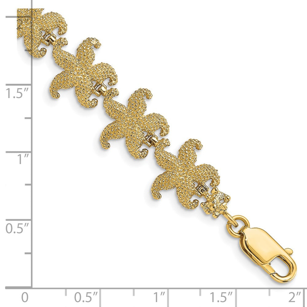 14k Yellow Gold 13.6 mm Puffed Starfish Link Bracelet (13.08 grams)