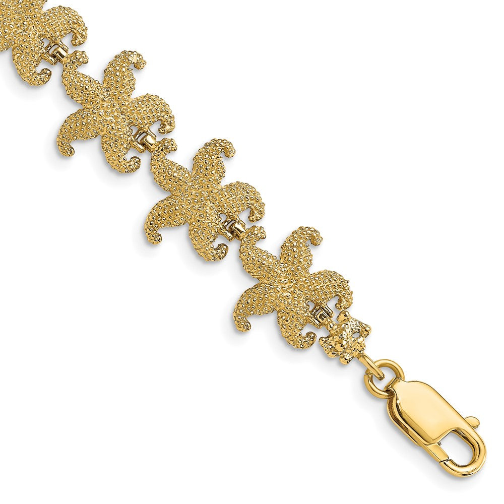 14k Yellow Gold 13.6 mm Puffed Starfish Link Bracelet (13.08 grams)
