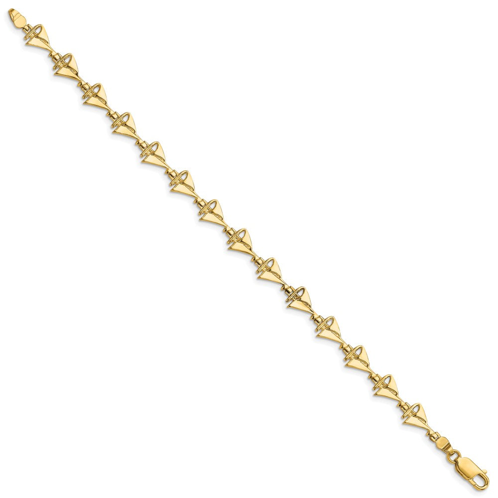 14k Yellow Gold 6.8 mm Sailboat Bracelet (4.79 grams)