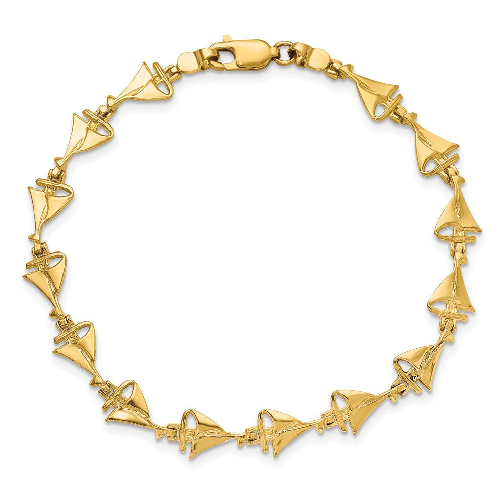 14k Yellow Gold 6.8 mm Sailboat Bracelet (4.79 grams)