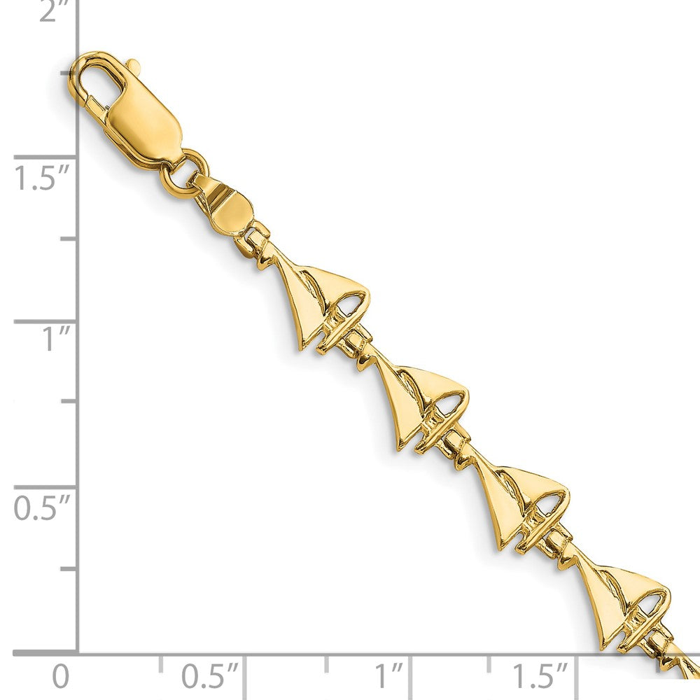 14k Yellow Gold 6.8 mm Sailboat Bracelet (4.79 grams)