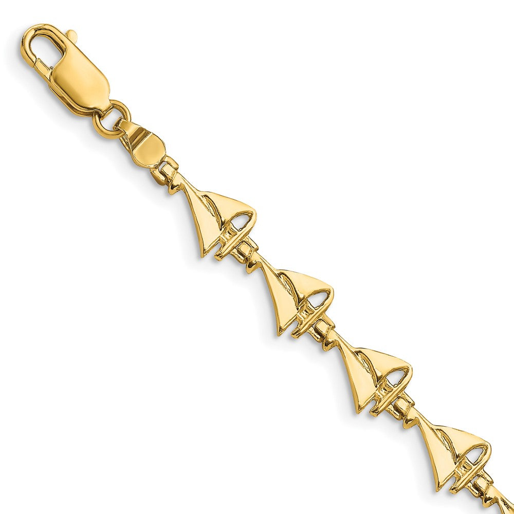 14k Yellow Gold 6.8 mm Sailboat Bracelet (4.79 grams)