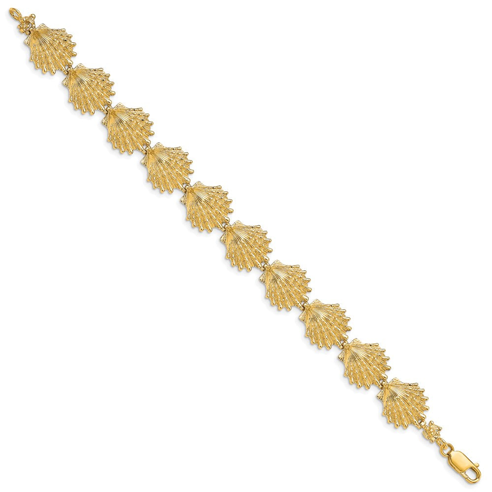 14k Yellow Gold 13.2 mm Lion's Paw Shell Bracelet (13.71 grams)