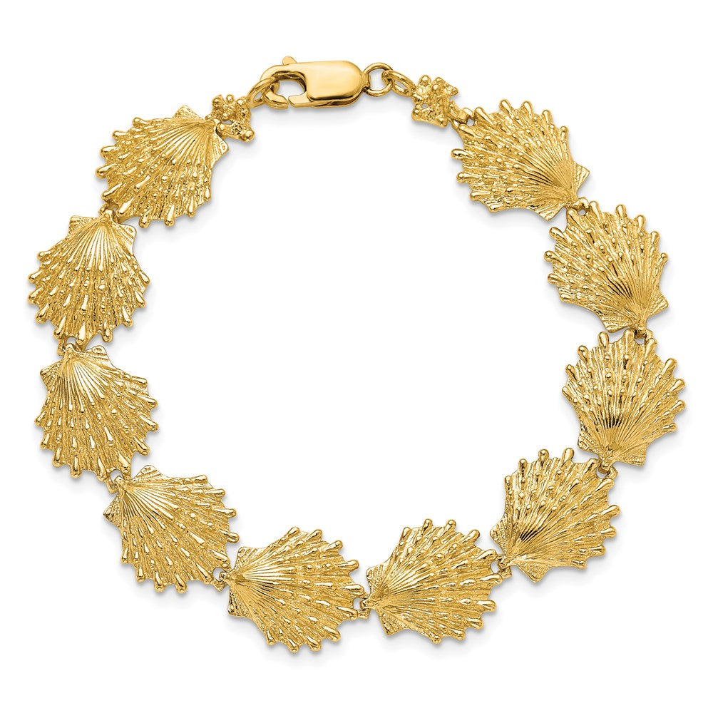 14k Yellow Gold 13.2 mm Lion's Paw Shell Bracelet (13.71 grams)