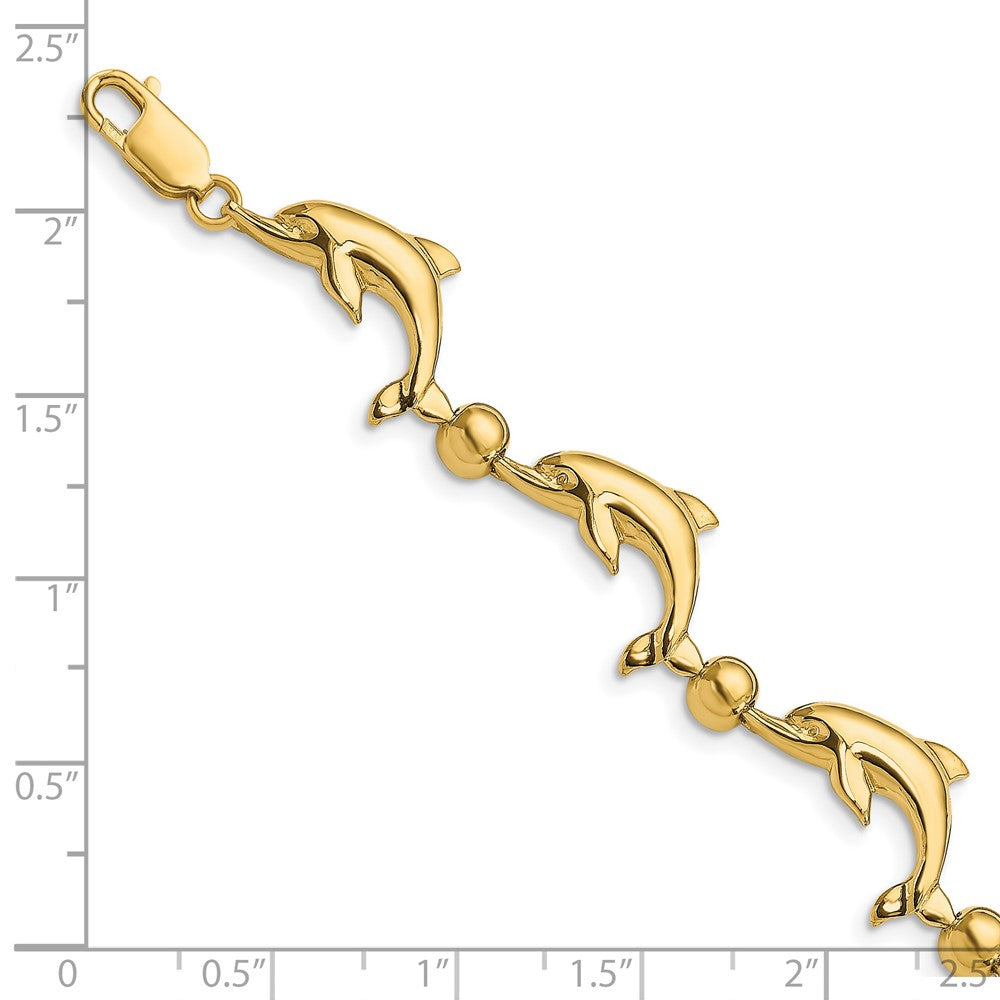 14k Yellow Gold 8.08 mm Polished Dolphin Bracelet (11.6 grams)