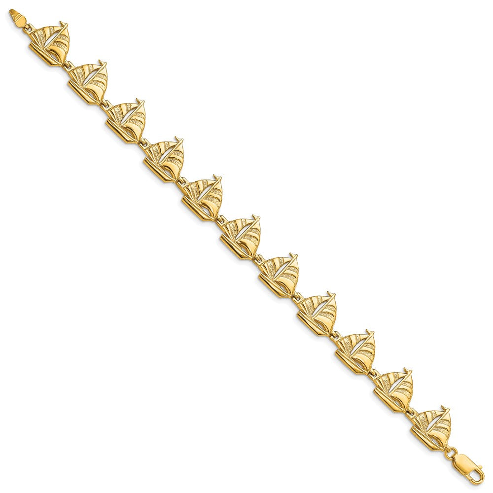 14k Yellow Gold 12.6 mm Sailboat Bracelet (11.8 grams)