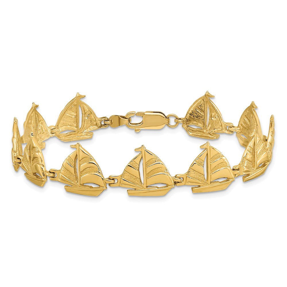 14k Yellow Gold 12.6 mm Sailboat Bracelet (11.8 grams)