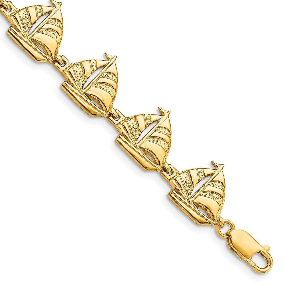 14k Yellow Gold 12.6 mm Sailboat Bracelet (11.8 grams)