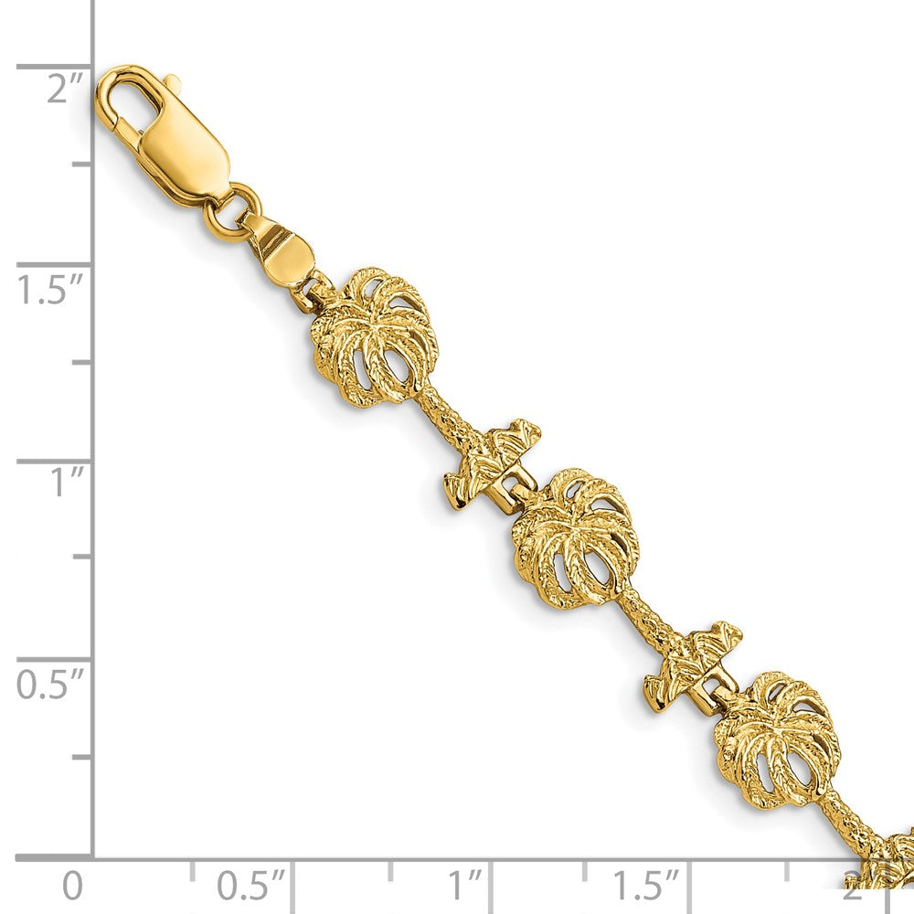 14k Yellow Gold 8.38 mm Palm Tree Bracelet (7.46 grams)