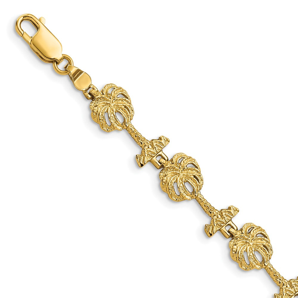 14k Yellow Gold 8.38 mm Palm Tree Bracelet (7.46 grams)