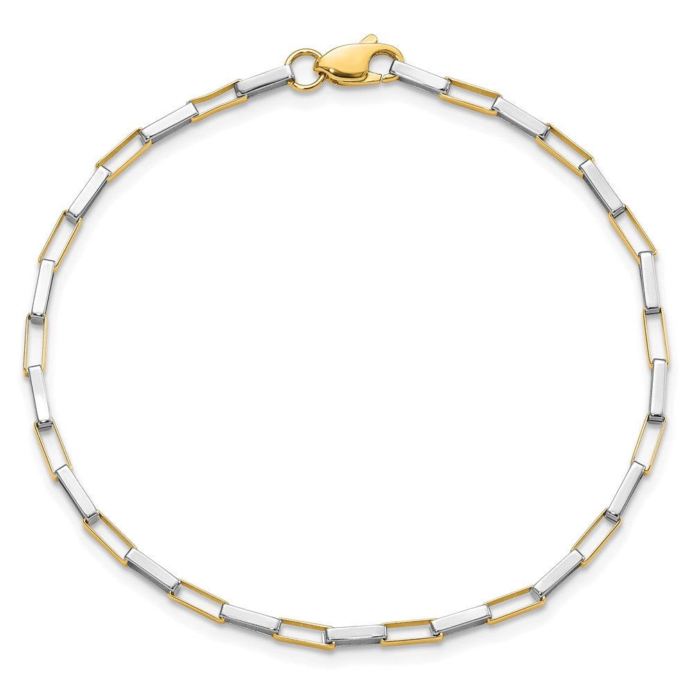 14k Two-tone 2.23 mm Polished Fancy Box Links in Bracelet (2.3 grams)