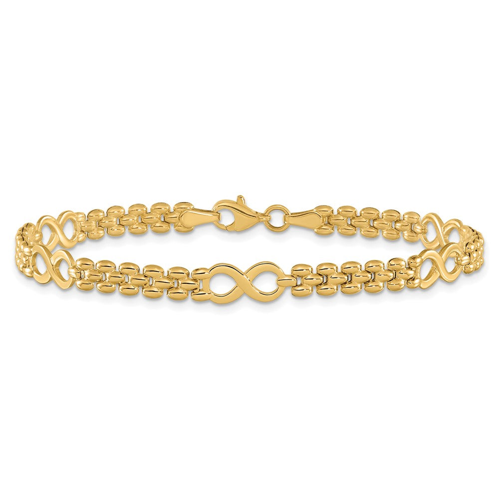 14k Yellow Gold 5.6 mm Polished Infinity and Fancy Link in Bracelet