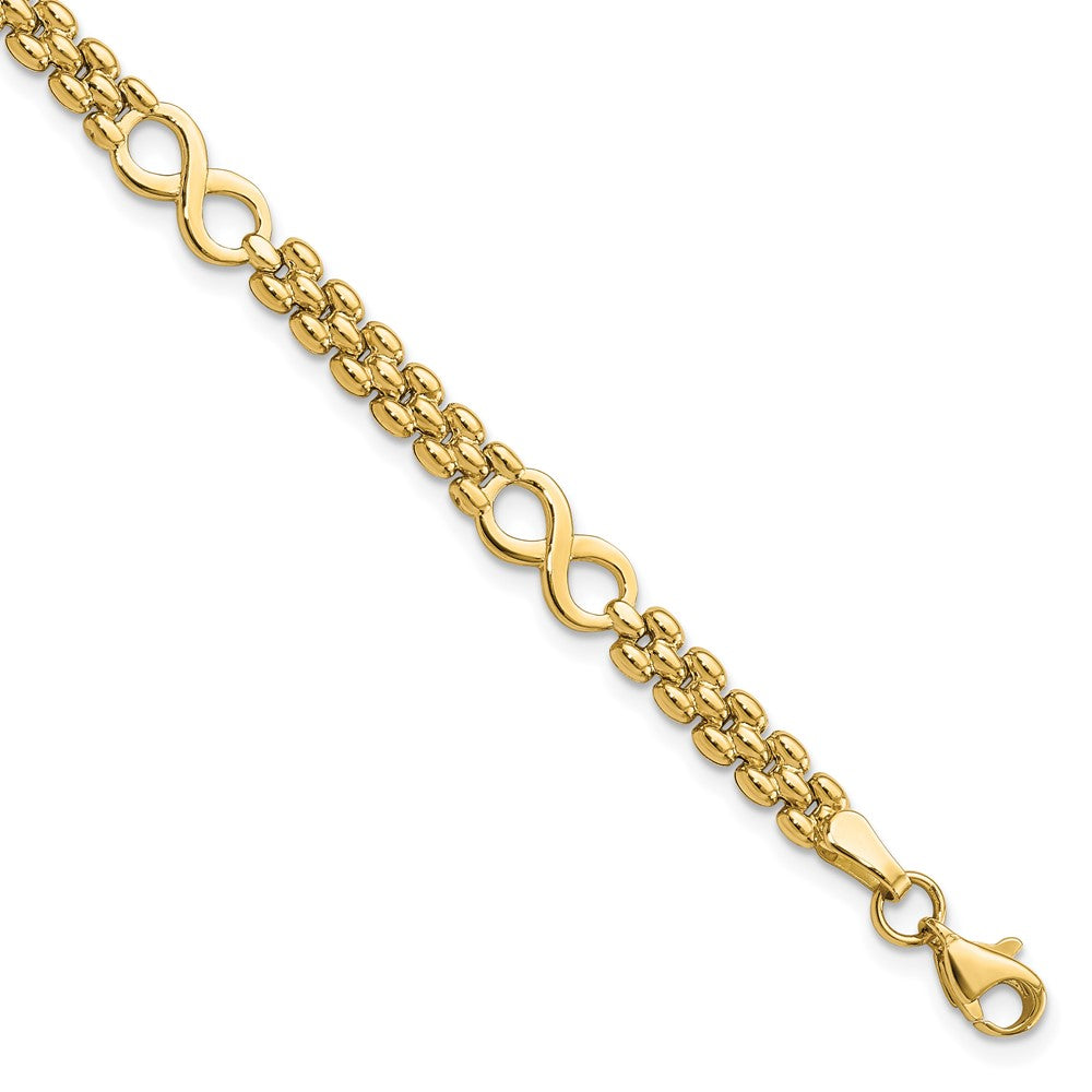 14k Yellow Gold 5.6 mm Polished Infinity and Fancy Link in Bracelet