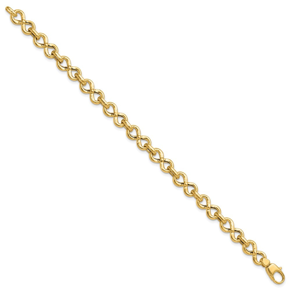 14k Yellow Gold 7.2 mm Polished Fancy Infinity Link Bracelet (5.73 grams)