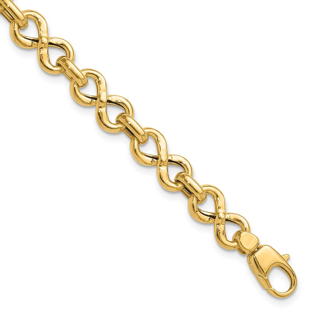 14k Yellow Gold 7.2 mm Polished Fancy Infinity Link Bracelet (5.73 grams)