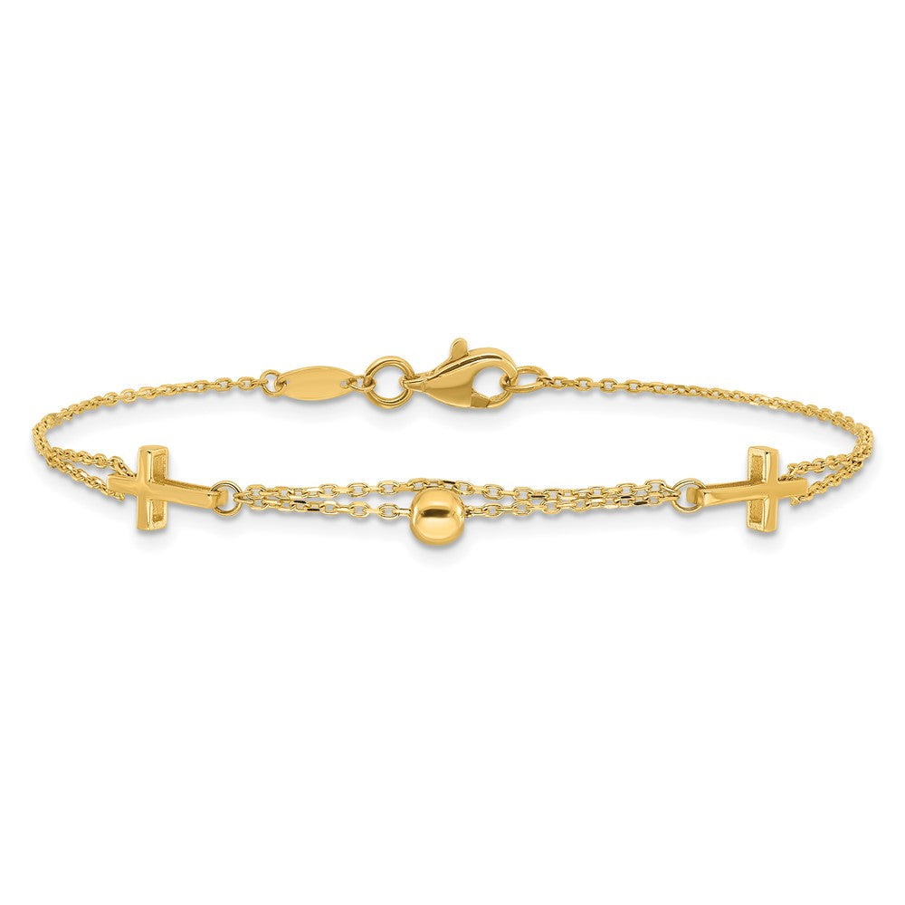 14k Yellow Gold 5.8 mm Polished Cross Bracelet