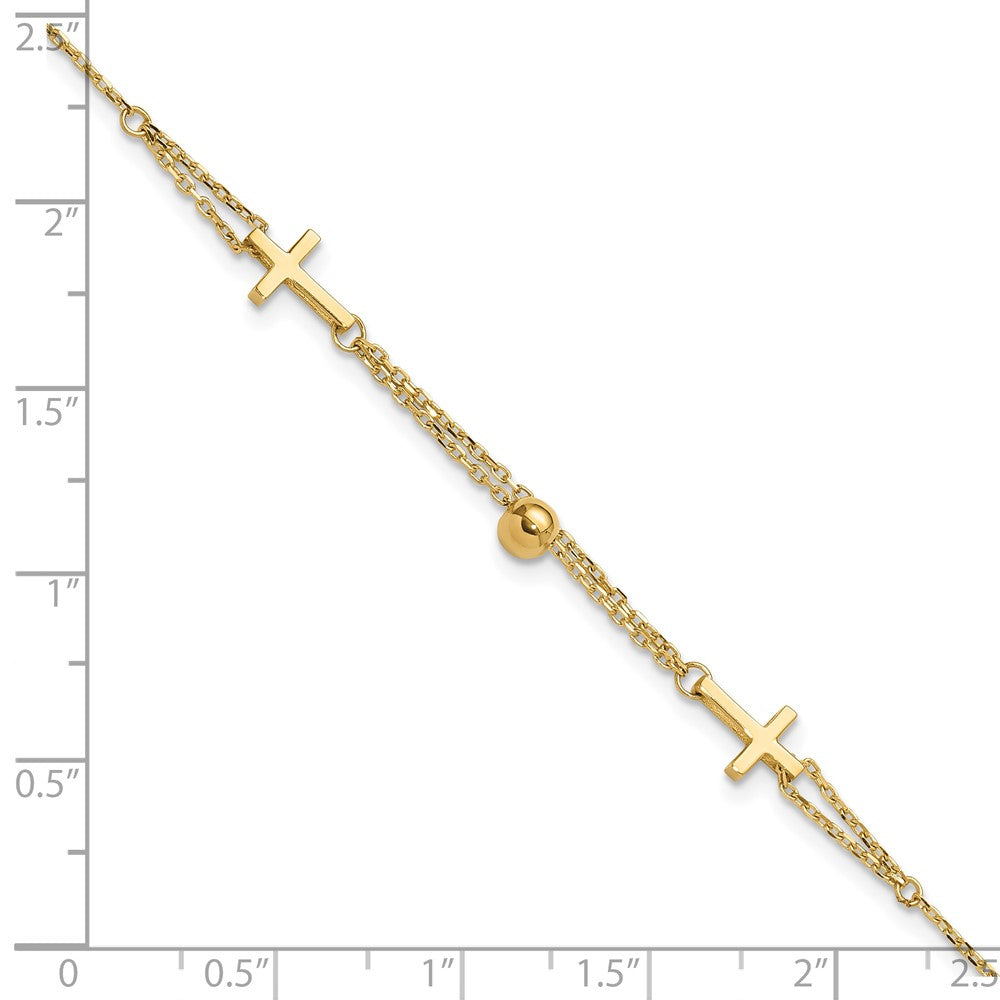 14k Yellow Gold 5.8 mm Polished Cross Bracelet