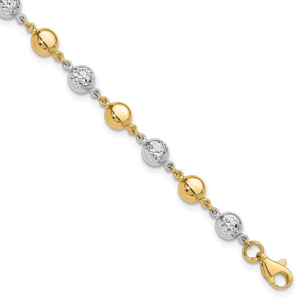 14k Two-tone 5.4 mm Polished and Diamond-cut Puffed Circles Bracelet