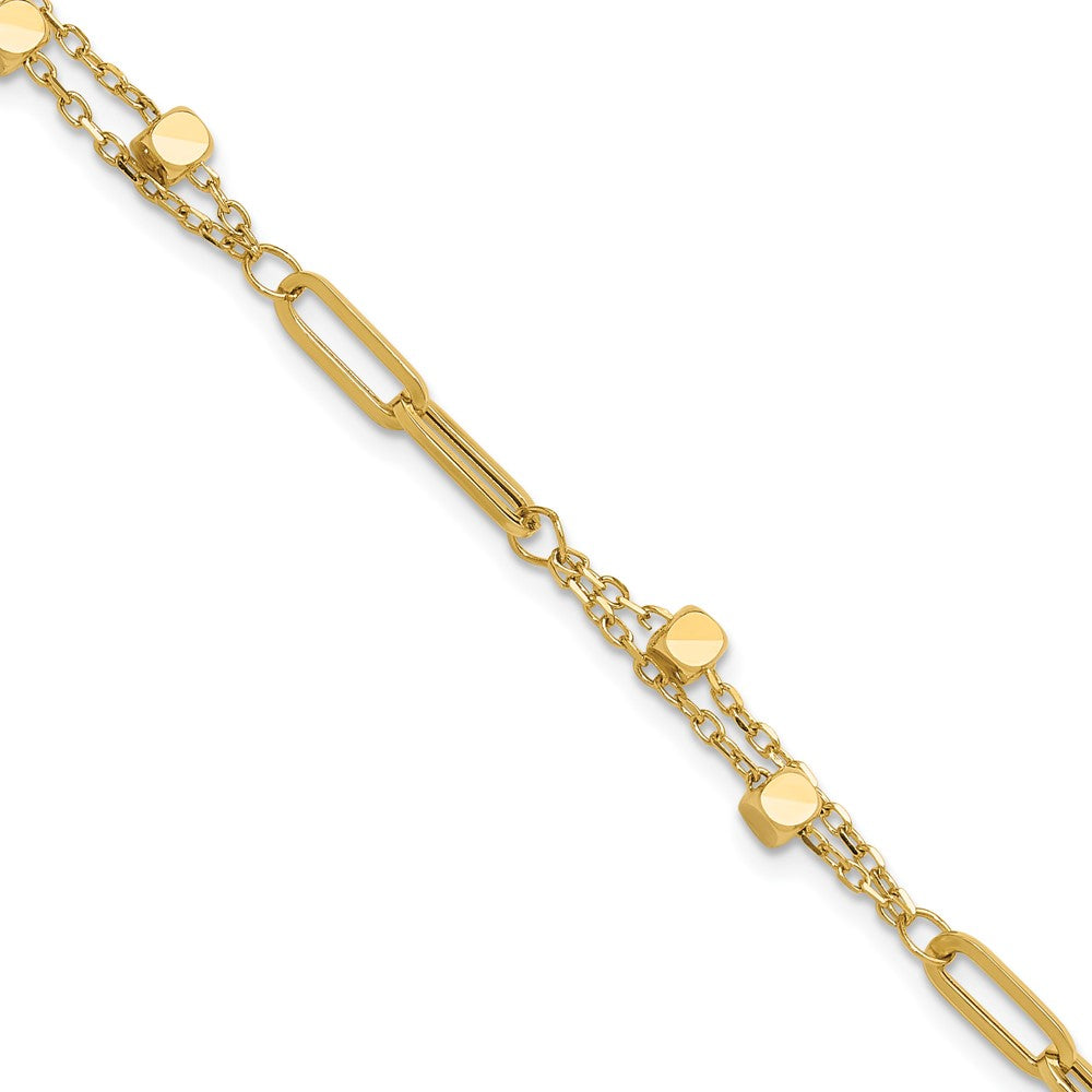 14k Yellow Gold 2 mm Polished Fancy Link with .5in ext. Bracelet