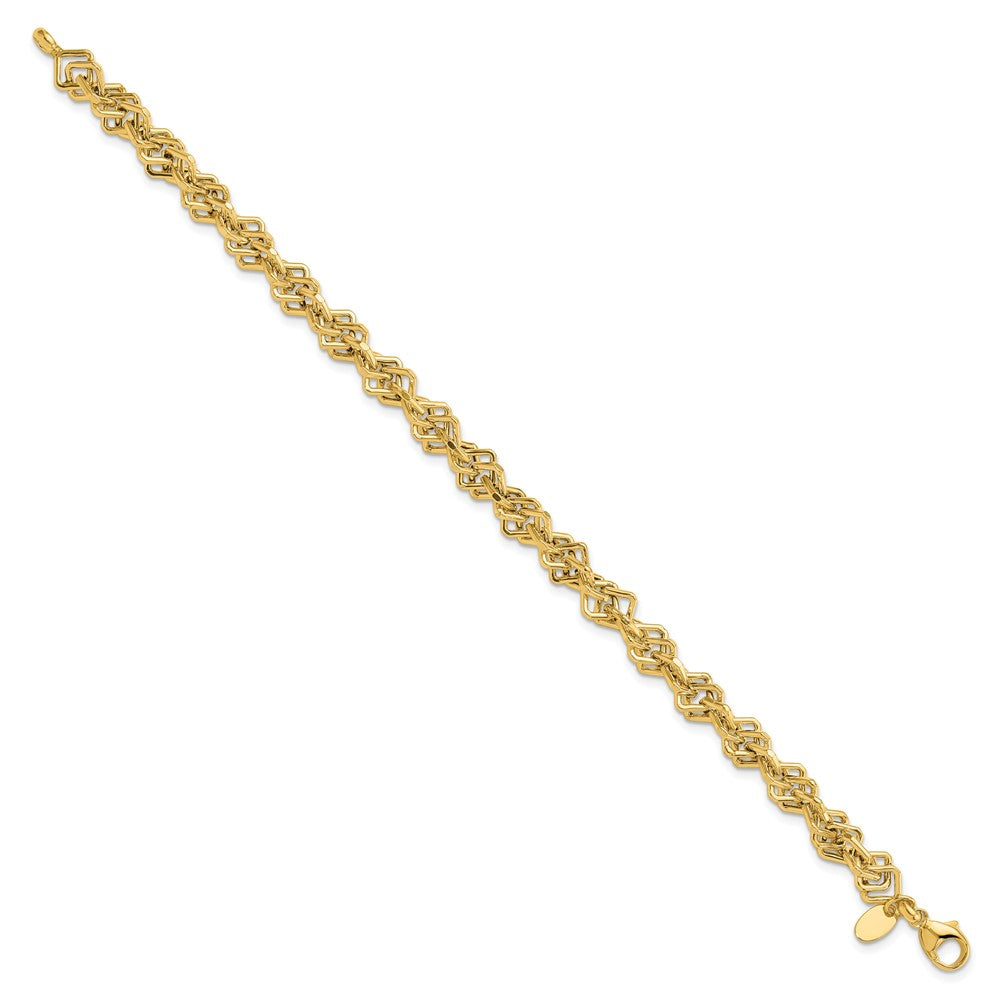 14k Yellow Gold 7 mm Polished Fancy Link Bracelet (6.92 grams)