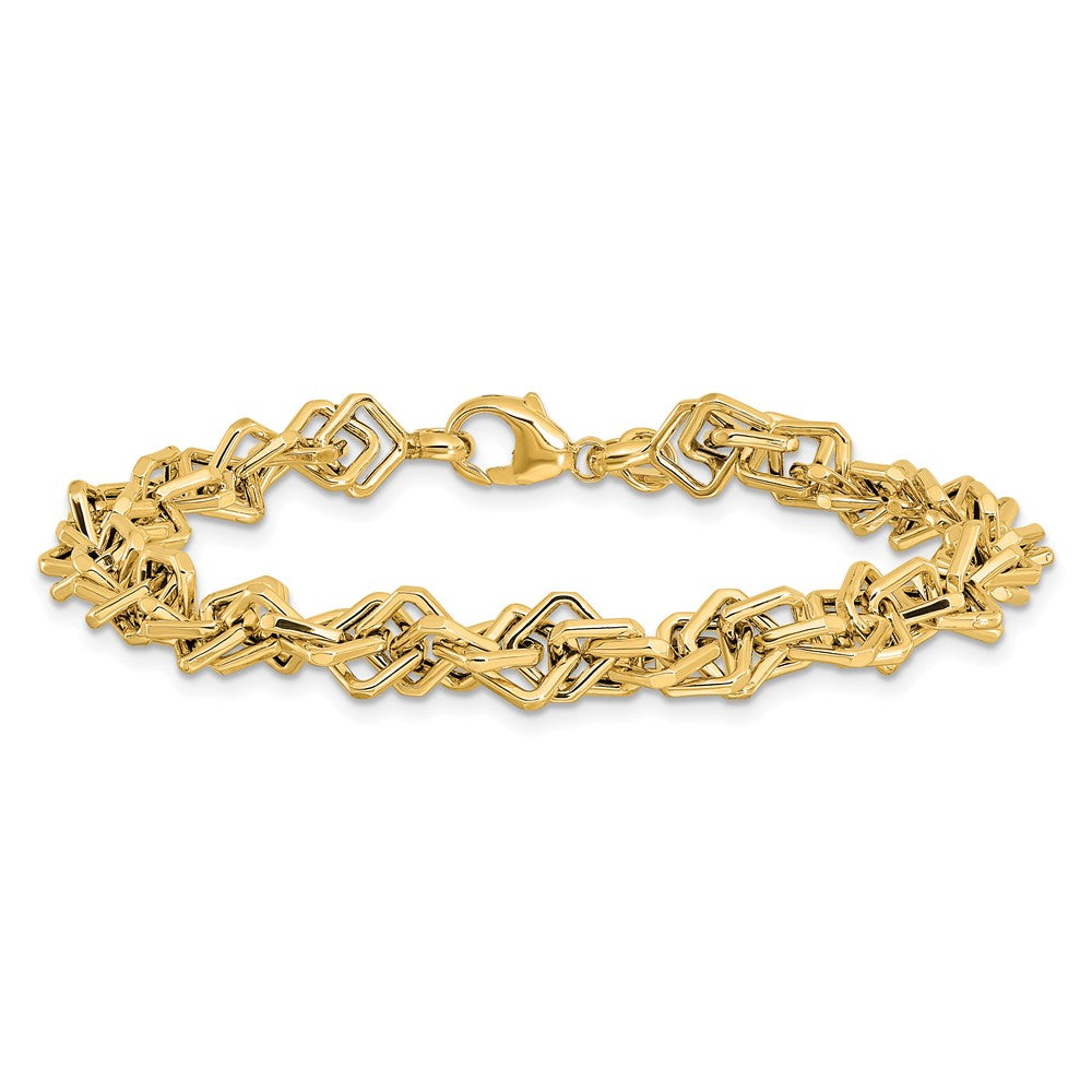 14k Yellow Gold 7 mm Polished Fancy Link Bracelet (6.92 grams)