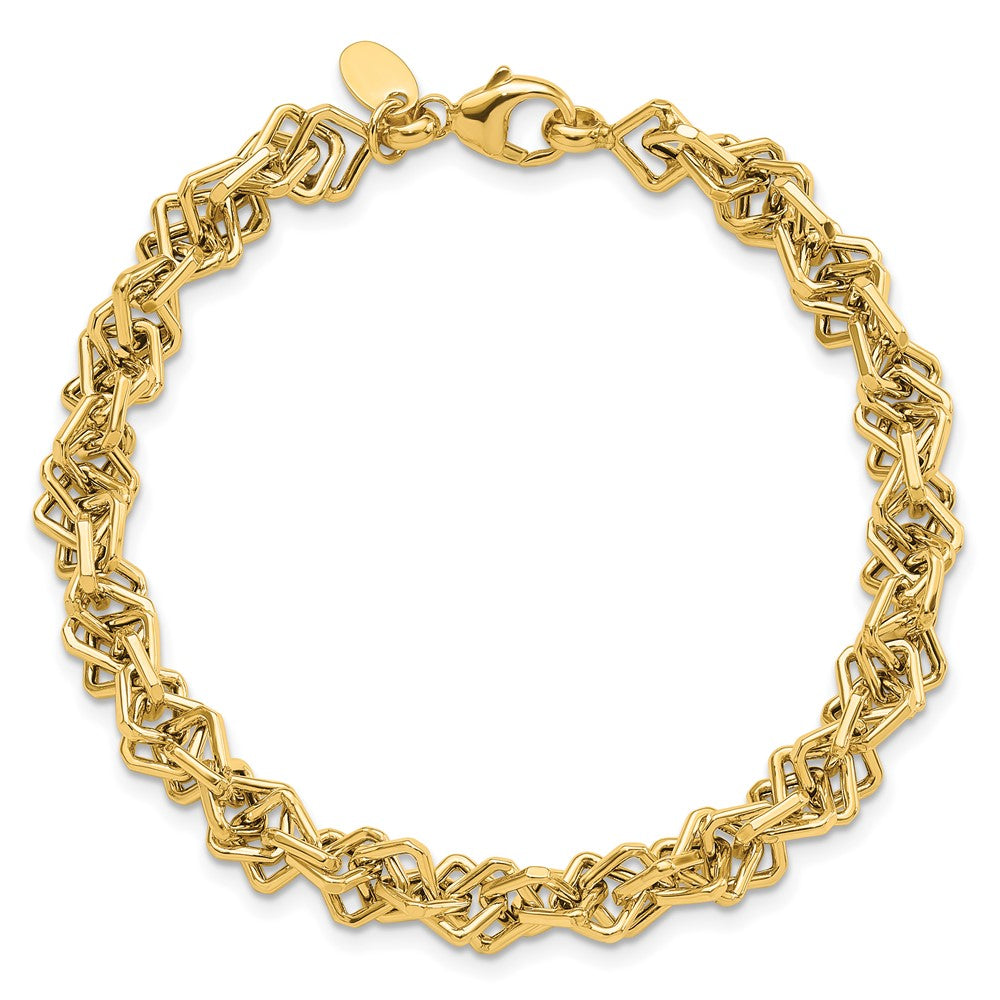 14k Yellow Gold 7 mm Polished Fancy Link Bracelet (6.92 grams)