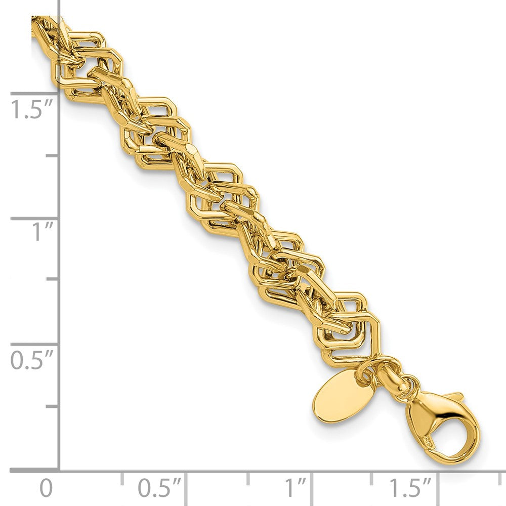 14k Yellow Gold 7 mm Polished Fancy Link Bracelet (6.92 grams)