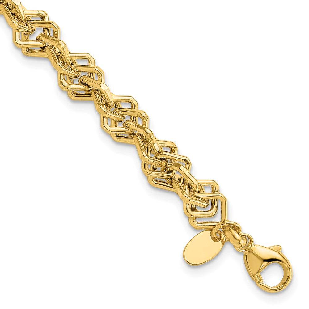 14k Yellow Gold 7 mm Polished Fancy Link Bracelet (6.92 grams)