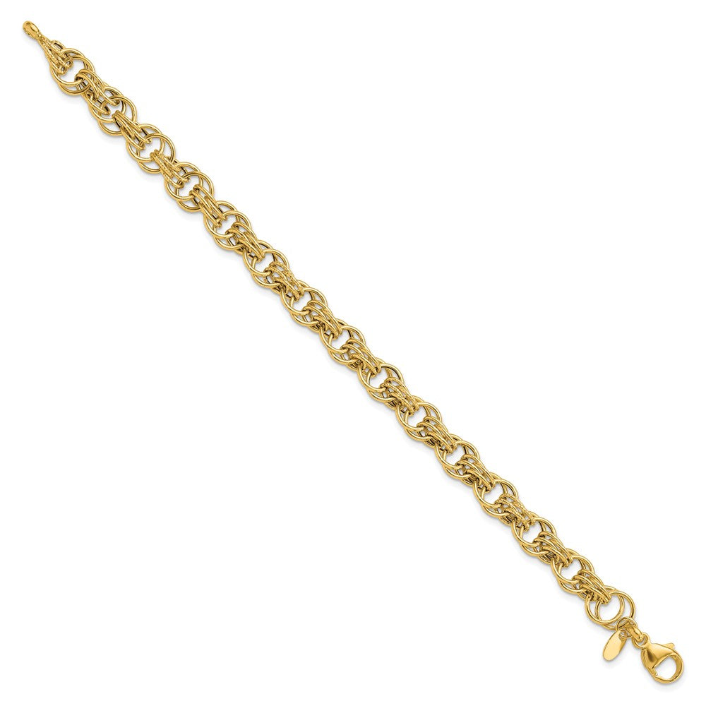 14k Yellow Gold 8.1 mm Polished Fancy Link Bracelet (4.99 grams)