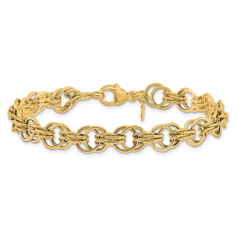 14k Yellow Gold 8.1 mm Polished Fancy Link Bracelet (4.99 grams)