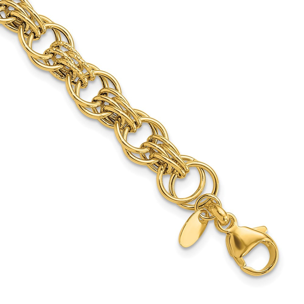 14k Yellow Gold 8.1 mm Polished Fancy Link Bracelet (4.99 grams)