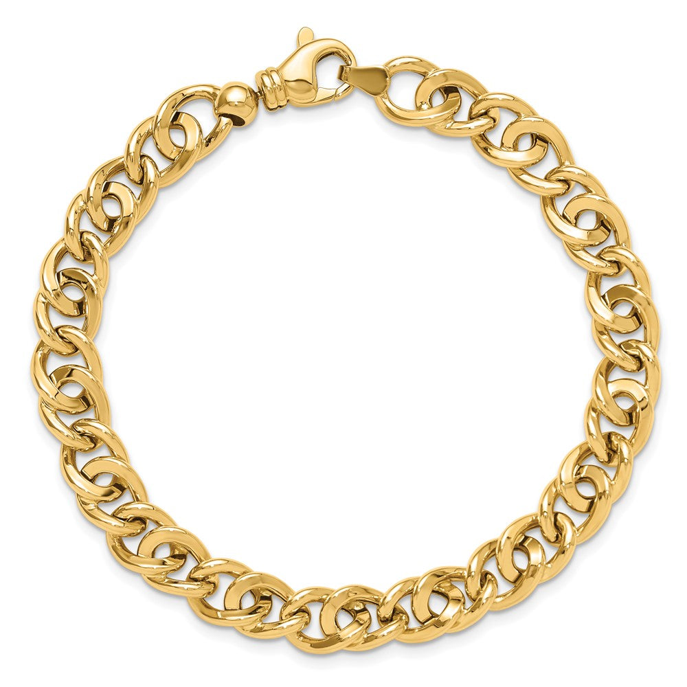 14k Yellow Gold 8 mm Polished Fancy Link Bracelet (9.26 grams)