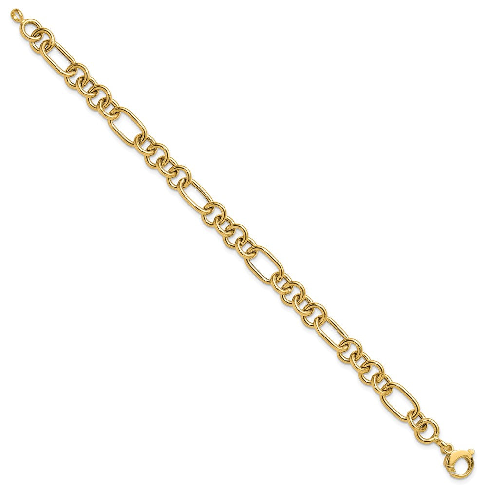 14k Yellow Gold 7.9 mm Polished Fancy Link Bracelet (5.08 grams)