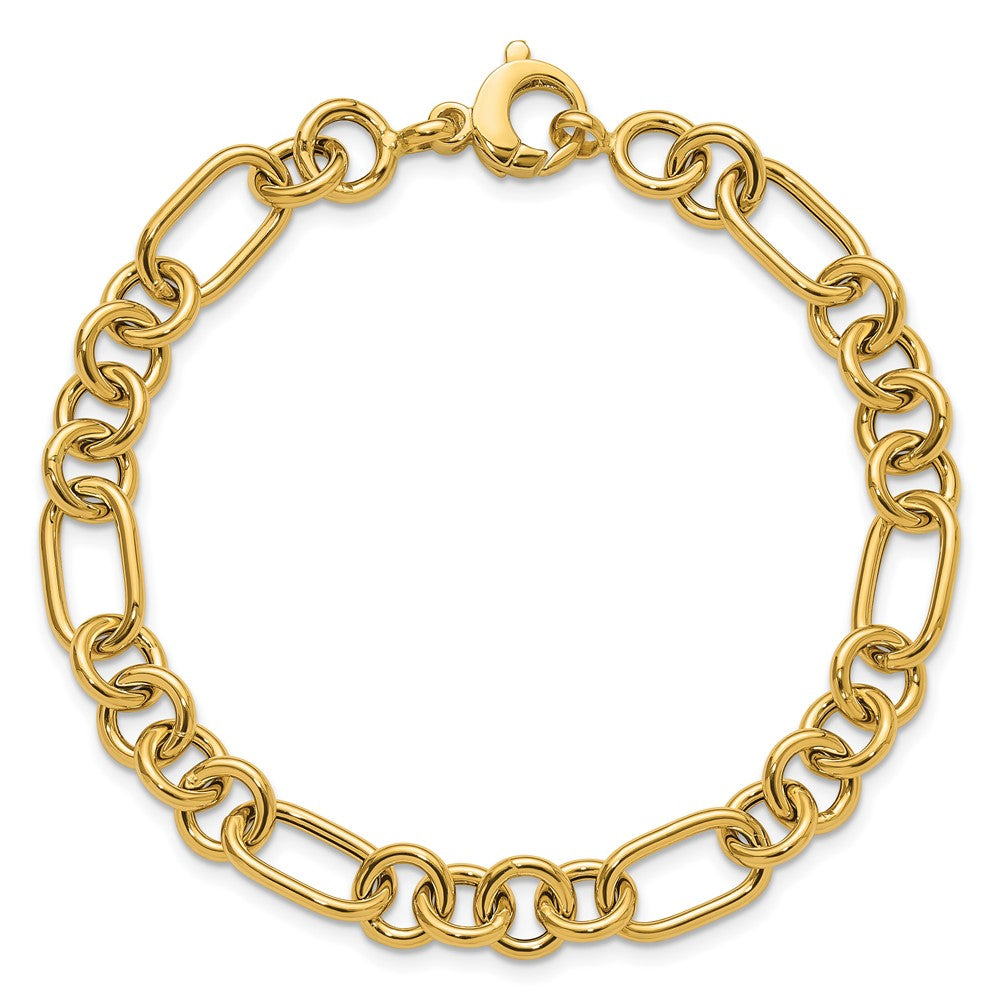 14k Yellow Gold 7.9 mm Polished Fancy Link Bracelet (5.08 grams)