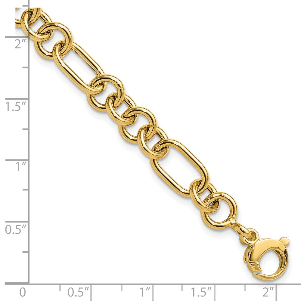 14k Yellow Gold 7.9 mm Polished Fancy Link Bracelet (5.08 grams)