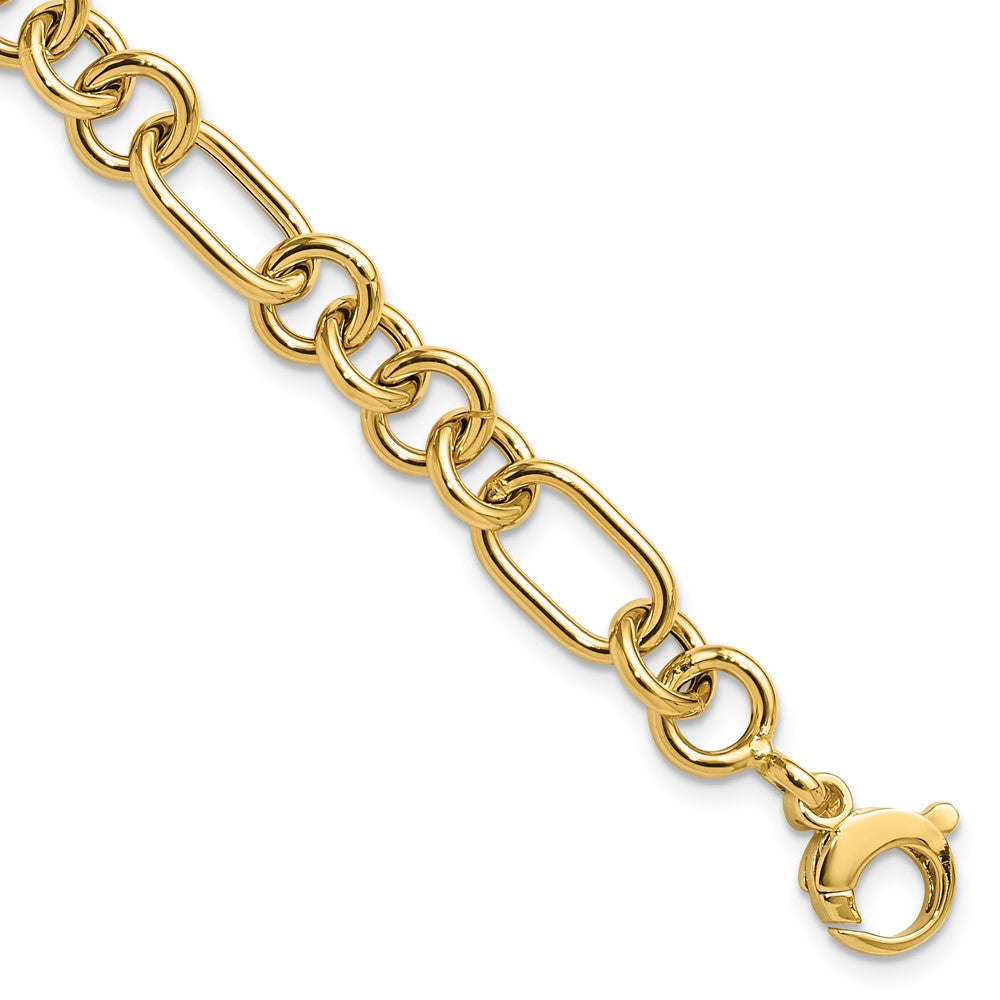 14k Yellow Gold 7.9 mm Polished Fancy Link Bracelet (5.08 grams)