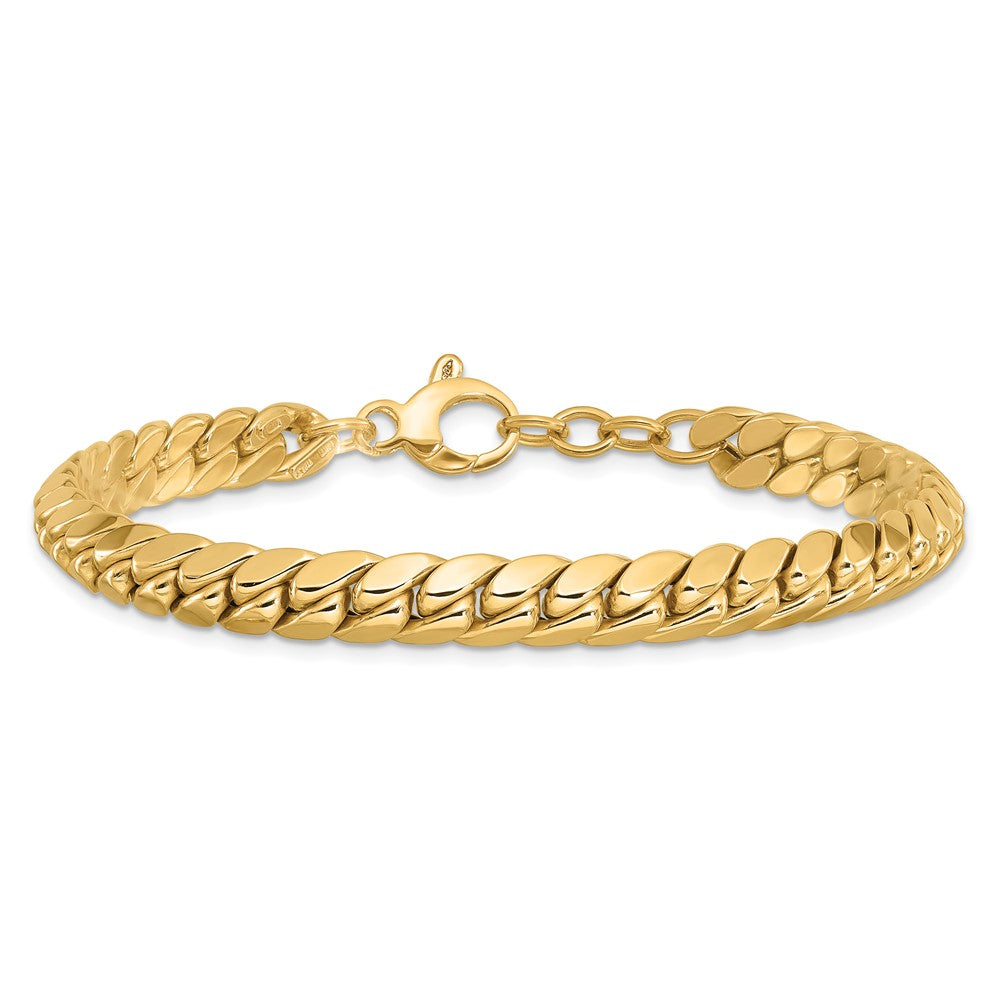 14k Yellow Gold 6.7 mm Domed Fancy w/.5in ext. Bracelet (9.68 grams)