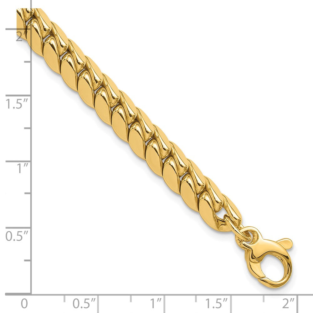 14k Yellow Gold 6.7 mm Domed Fancy w/.5in ext. Bracelet (9.68 grams)