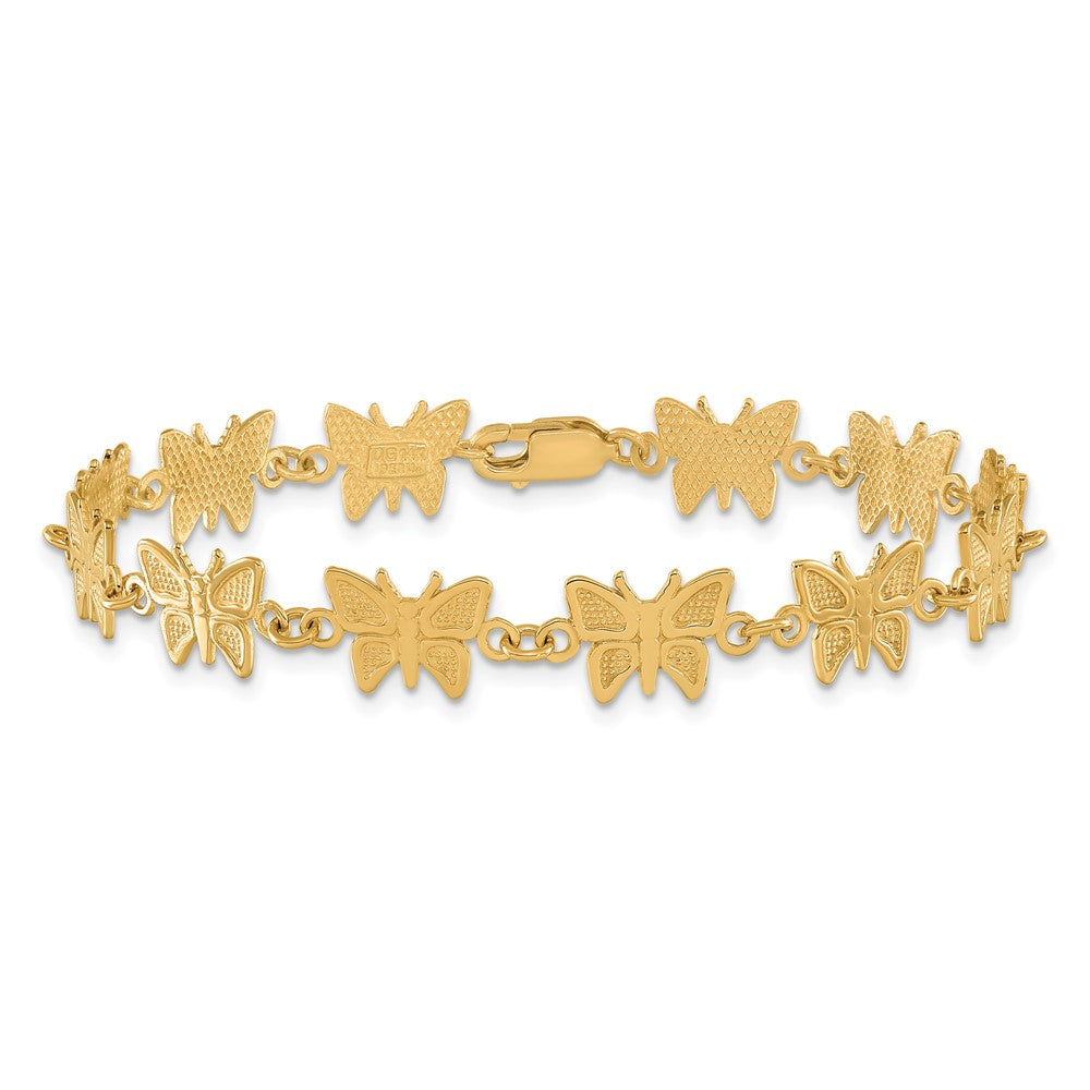 14k Satin and Polished Butterfly 7 inch Bracelet (6.07 grams)