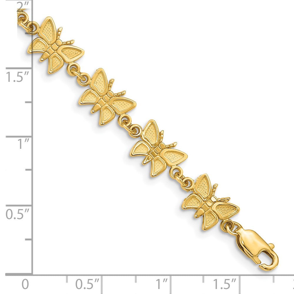 14k Satin and Polished Butterfly 7 inch Bracelet (6.07 grams)