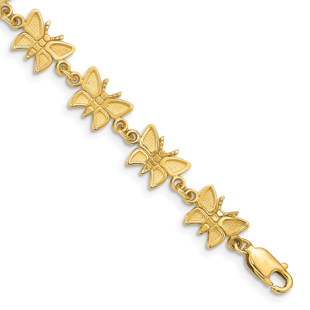 14k Satin and Polished Butterfly 7 inch Bracelet (6.07 grams)