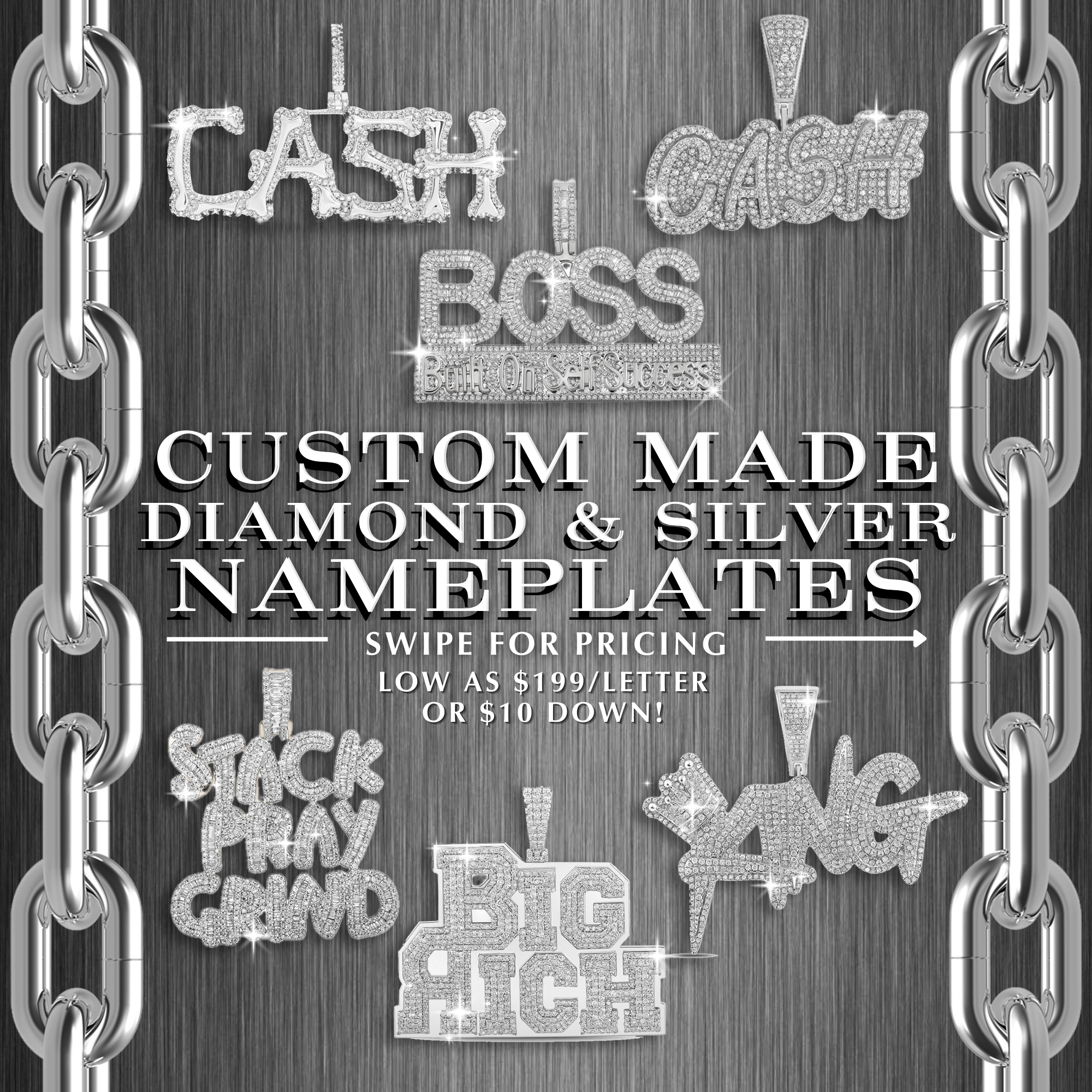 Custom Diamond & Silver Nameplates
