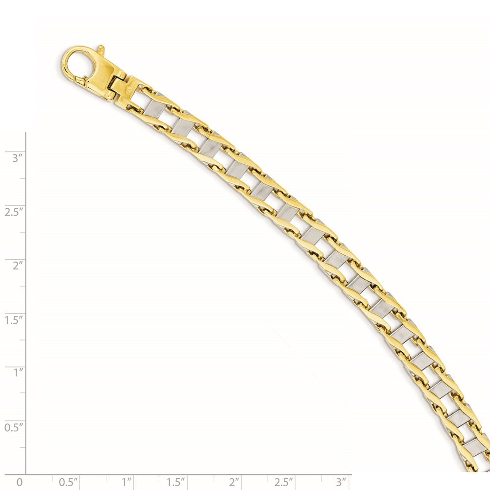 14k Two-tone 7.5 mm Hand-polished Fancy Link Bracelet (34.5 grams)