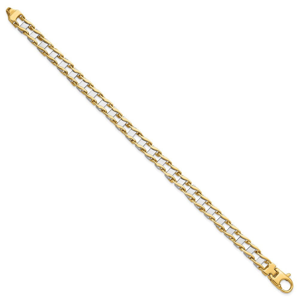 14k Two-tone 7.5 mm Hand-polished Fancy Link Bracelet (34.5 grams)