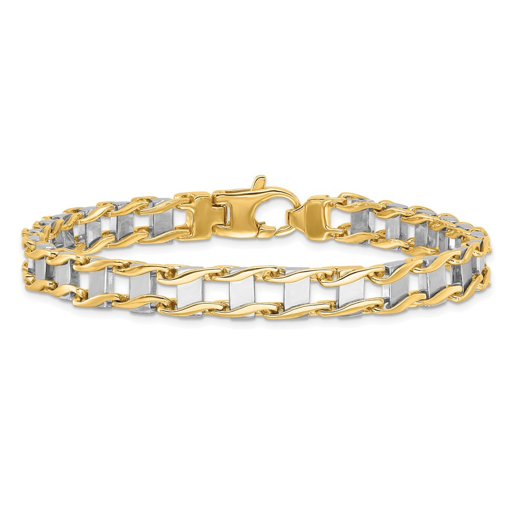 14k Two-tone 7.5 mm Hand-polished Fancy Link Bracelet (34.5 grams)