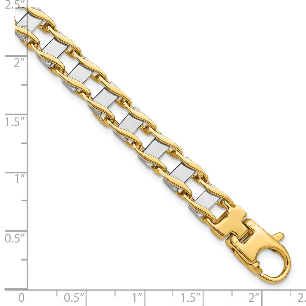 14k Two-tone 7.5 mm Hand-polished Fancy Link Bracelet (34.5 grams)